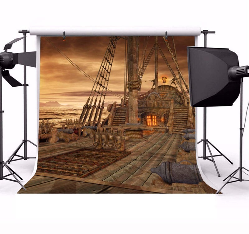Yeele 10x10ft Vintage Sailboat Backdrop for Photography Nautical Battleship Old Wooden Deck Background Pirate Ship Kids Boy Adult Photo Booth Shoot Studio Props - Image 2
